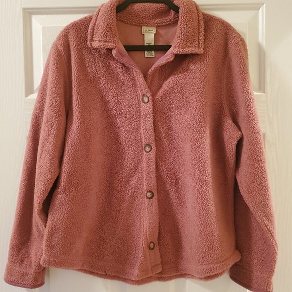 L.L. Bean Jackets & Blazers - L.L. Bean Sherpa Pink Shirt Jacket Size L